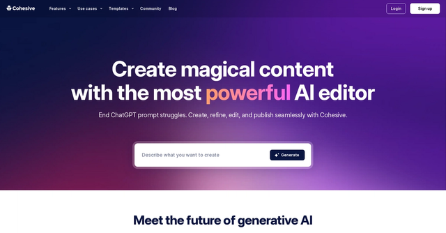 Cohesive - The most powerful AI editor that amplifies your creativity and productivity.
