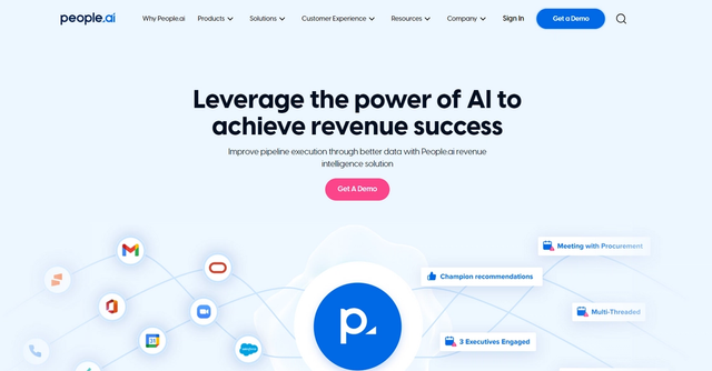 People.ai - People.ai is an AI-powered revenue intelligence platform that automates data entry, offers actionable insights, and provides total visibility into deals and pipelines.