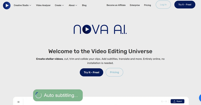 Nova AI - Nova AI. Creative studio is designed to make video editing simple for you