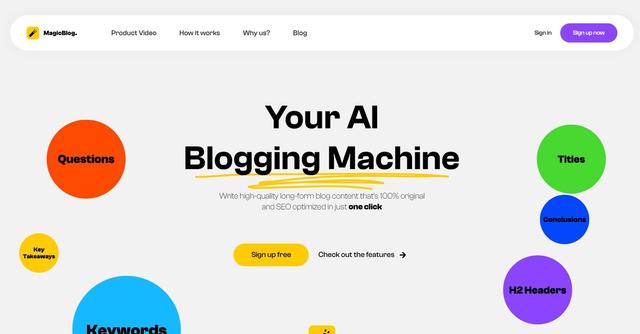 Magicblog.ai - Automated AI writing machine for generating high-quality, SEO-optimized blog content with ease.