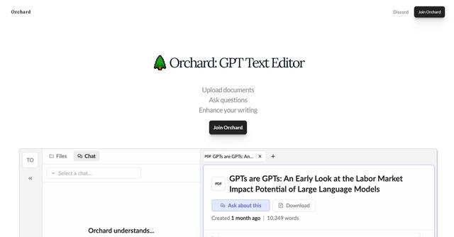 Orchard - Orchard is an AI-powered text editor designed to enhance creativity and productivity for writers.