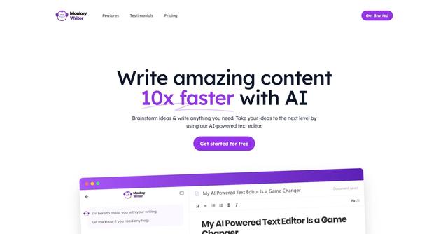 Monkey Writer - Accelerates content creation, eliminates writer's block.