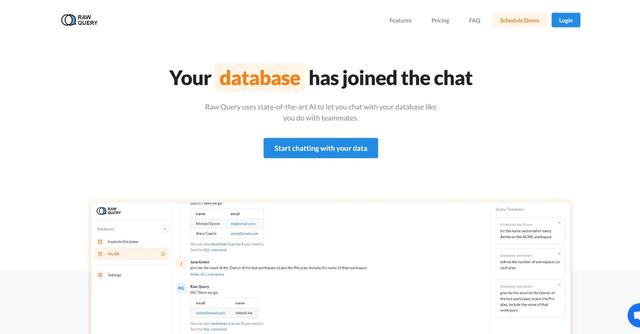 Rawquery - Raw Query is a data assistant that allows users to interact with their databases using natural language, making it easy to query, add, and update data without the need for complex software or coding knowledge.