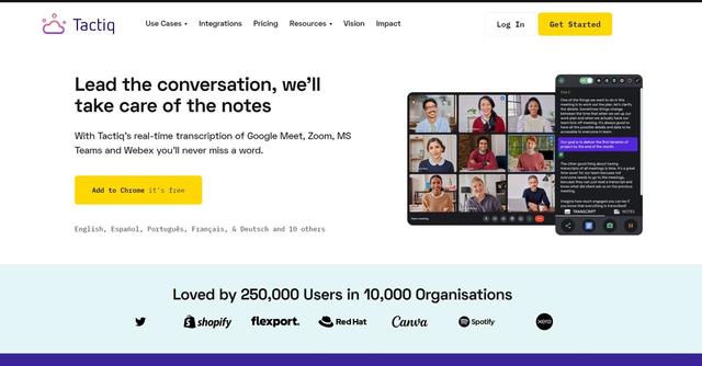 Tactiq - AI-powered transcription tool for Zoom, Google Meet, and MS Teams