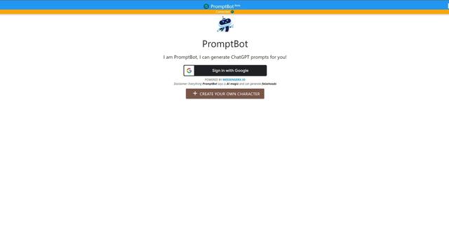 PromptBot - Generated chatbot prompts.