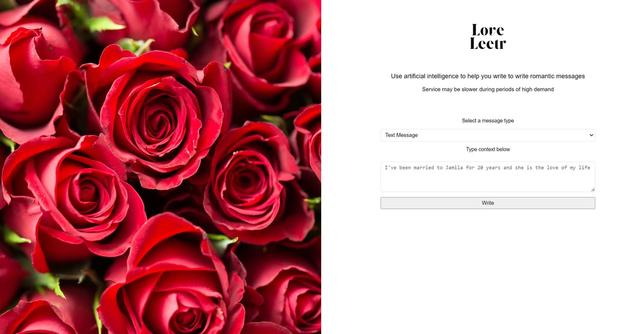 Love leetr - Automated love letter composition.
