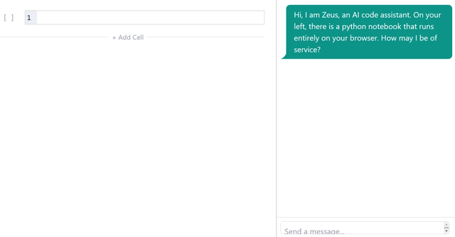 Zeus Notebook - Browser-based Python notebook with an AI code assistant named Zeus.