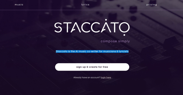 Staccato - Staccato is the AI music co-writer for musicians & lyricists