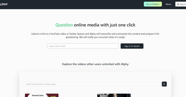 Alphy - Ask Questions on YouTube and Twitter Spaces with Ease