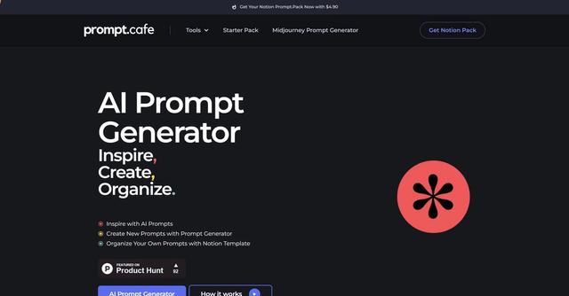 Prompt.cafe - Prompt.Cafe is an AI Prompt Starter Pack library that provides users with a wide range of tools and resources to jump into the world of AI