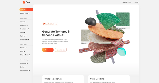 Poly - Generate high-res textures with AI in seconds,