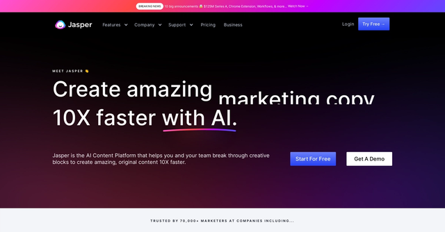 Jasper - Create content 10x faster with AI-powered copywriting tool