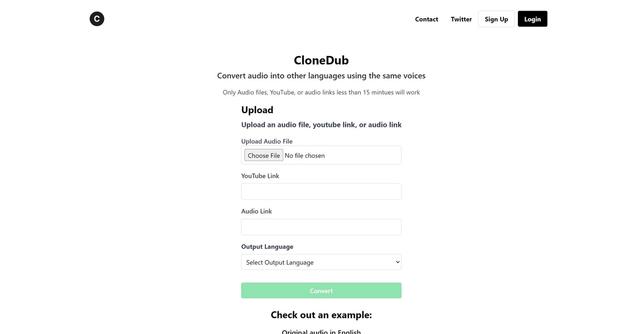 CloneDub - Convert audio into other languages using the same voices