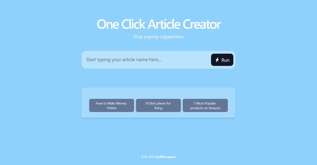 One Click Article Creator - One Click Article Creator is a powerful tool designed to help content creators and marketers generate high-quality articles with just a single click