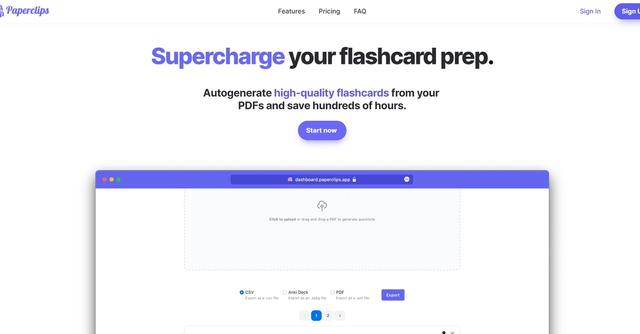 Paperclips - Autogenerate high-quality flashcards from your PDFs and save hundreds of hours.