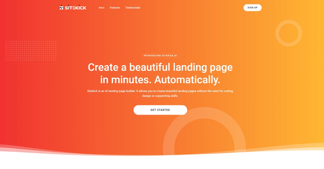Sitekick - Create beautiful landing pages with Sitekick's AI builder