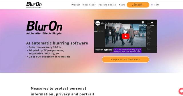 BlurOn - BlurOn is an After Effects plug-in that utilizes AI to automatically detect and blur specific objects in videos, such as faces, heads, full bodies, and license plates.