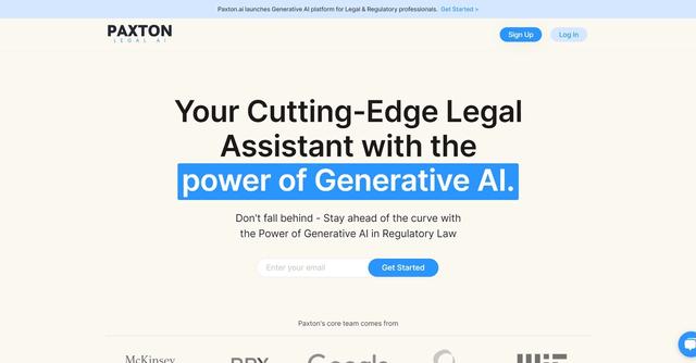 Paxton AI - Paxton AI is a cutting-edge legal assistant powered by Generative AI, designed to keep businesses ahead of regulatory changes