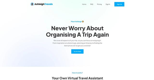 AshleighTravels - Assisted virtual travel planning.