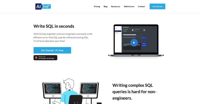 Ai2sql - Enable non-engineers to write efficient SQL queries without knowing SQL.