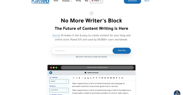 Katteb - Katteb AI simplifies content creation for blogs & online stores.