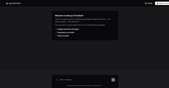 Next.js Chatbot - The Next.js AI Chatbot is an open-source chatbot tool built with the Next.js framework and Vercel's AI SDK and KV storage.