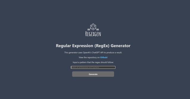 RegEx Generator - AI-Powered Regular Expression Generator using spoken language