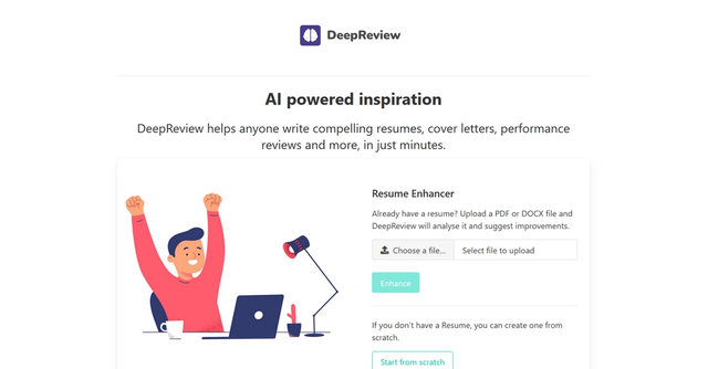 DeepReview - AI powered inspiration. DeepReview helps anyone write compelling resumes, cover letters, performance reviews and more, in just minutes.