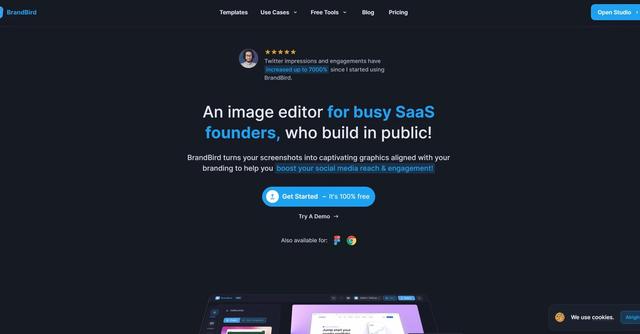 Brandbird - Image editor for SaaS founders building in public.