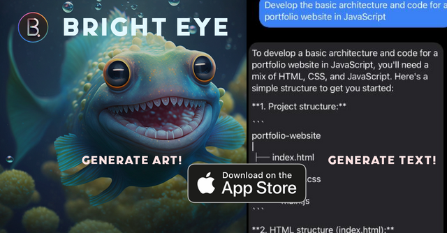 Bright Eye - Multipurpose, all-in-one AI app to generate text, image, code, story, poem, and to analyze image and text, and much more.