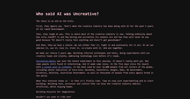 UNCREATIVE - Automated creative agency for on-demand creativity.