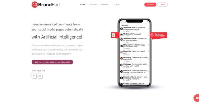 Brandfort - Brandfort.co is a tool designed to safeguard users' brand reputation on social media platforms.