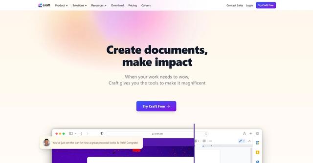 Craft - Craft is a free document creation tool designed to help users create visually appealing and impactful documents.