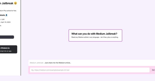 Medium Jailbreak - Tool that allows users to read any Medium Plus article for free