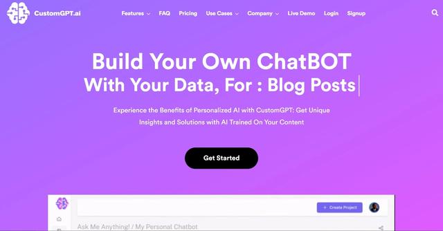CustomGPT - A tool to create your own customized AI-powered chatbots.
