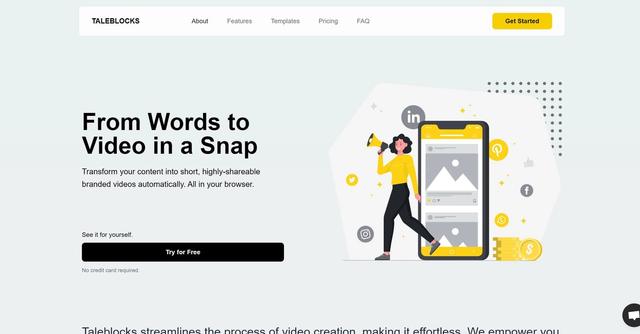 Taleblocks - Taleblocks is an intuitive online video creation tool that transforms text into compelling videos without design skills.
