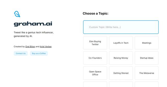 Graham AI - AI-generated tweets to make you a tech genius influencer. #AI #Tech #Influencer