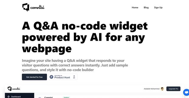 Comntai - AI-powered FAQ widget, Comntai, simplifies and accelerates customer service by creating interactive FAQ pages without coding.