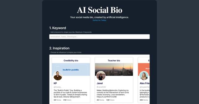 AI Social Bio - Automatically generate your social media bio