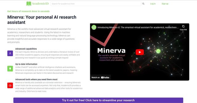 Minerva - Assisted academic research and studying.