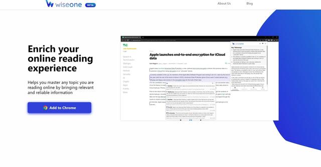 Wiseone - Get More Out of Your Online Reading with Wiseone's Chrome Extension