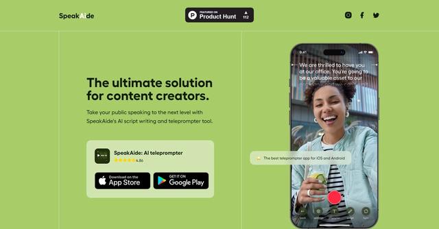 SpeakAide - Improves speaking w/ prompts, perfect script.
