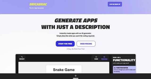 Bricabrac - Create web apps without coding from text descriptions.