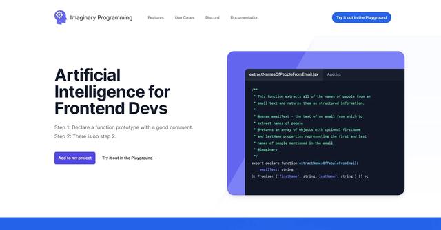 Imaginary Programming - Code generation using TypeScript and GPT runtime.