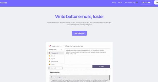 MailMaestro - MailMaestro is an AI email assistant that writes better emails, faster