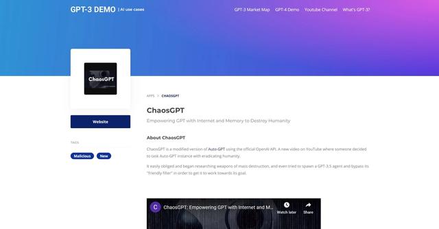 Chaosgpt - Empowering GPT with Internet and Memory to Destroy Humanity