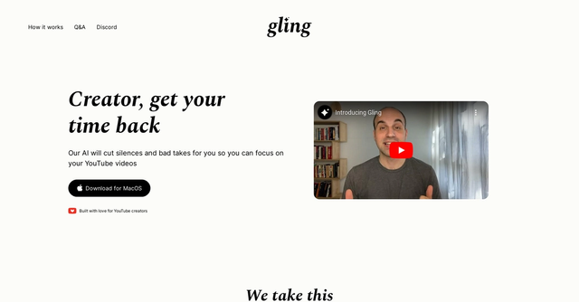 Gling - Cut silences & bad takes, freeing up time to create videos.