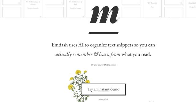 Emdash - AI-powered tool for organizing and accessing book highlights efficiently