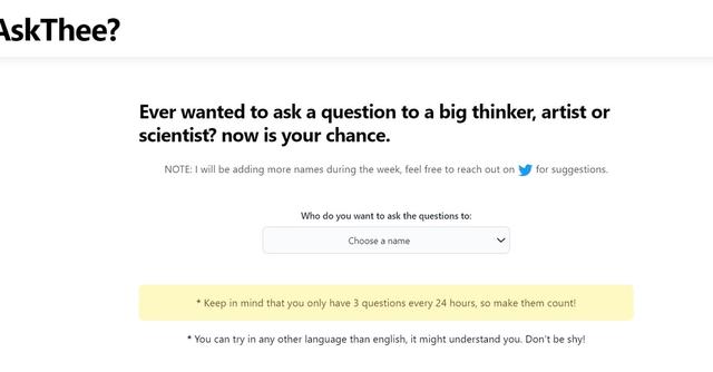 AskThee - Ask a question to a big thinker, artist, or scientist.