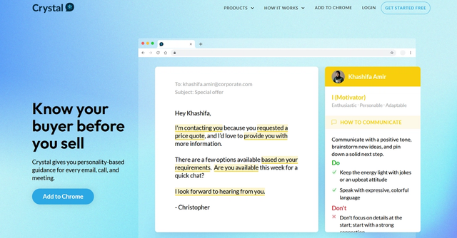 Crystal - Personality-based guidance for every email, call, and meeting